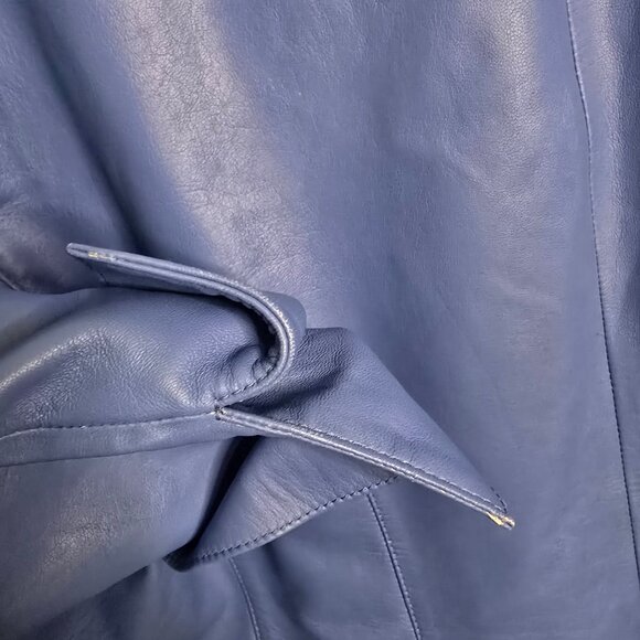 Anne Klein - Women's Plus Size 22W - Blue 100% Leather - Blazer - Business - Picture 8 of 10